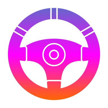 araba direksiyonunun düz simgesi, vektör resimli 