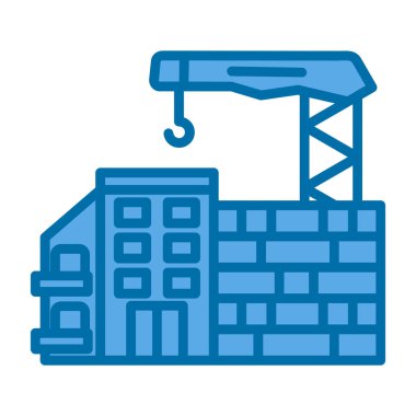 vinç ve bina yapı ikonu vektörü