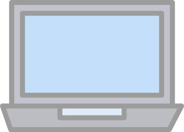 Basit dizüstü bilgisayar simgesi, vektör illüstrasyonu