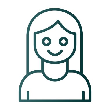 kız düz simgesi, vektör illüstrasyonu