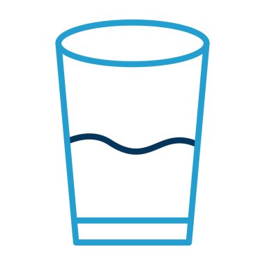 Bir bardak su, içecek ikonu, beyaz arkaplanda izole edilmiş. 