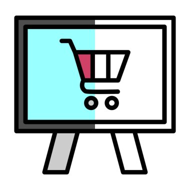 çevrimiçi alışveriş simgesi, vektör illüstrasyonu