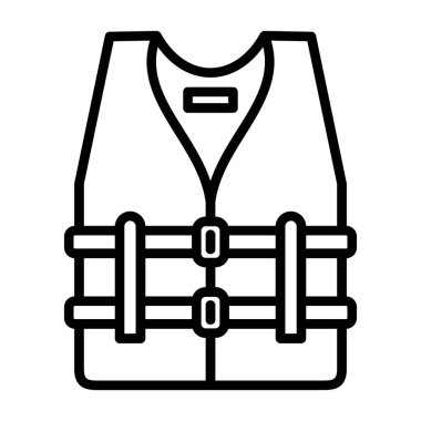 Can yeleği ikonu. beyaz arkaplanda izole edilmiş ana hat vektör tasarımı