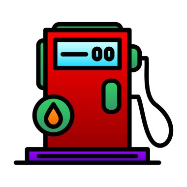 benzinlik simgesi renk ana hatları vektörü