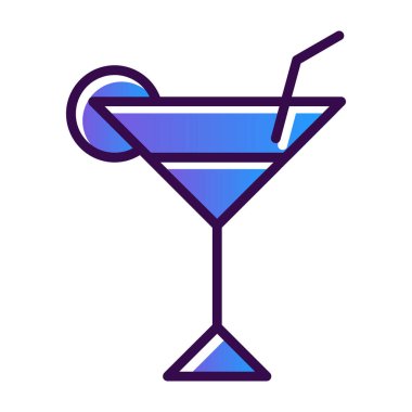 Kokteyl ikonu ya da limonla imzalayıp saman içmek. Vektör illüstrasyonu.