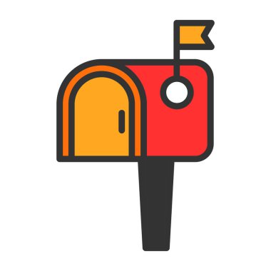 Posta kutusu düz simgesi, vektör illüstrasyonu