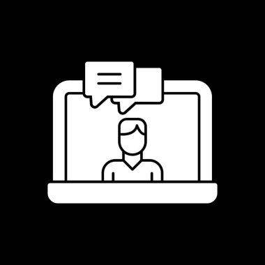 Vektör olarak sohbet simgesi olan dizüstü bilgisayar. logotype - doodle