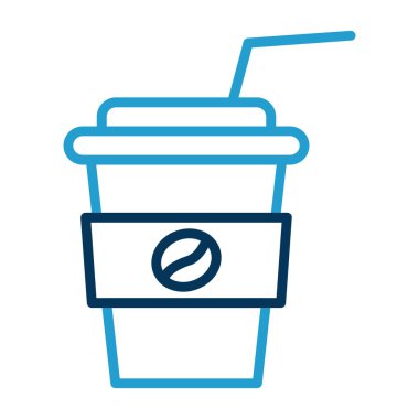 Saman içen kağıt kahve fincanı. Kafe logosu. Vektör.