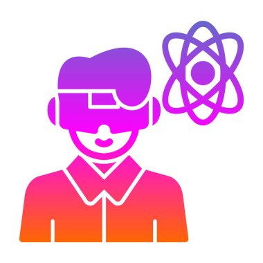 Sanal gerçeklik ikonu. Düz renk tasarımı. vektör illüstrasyonu.