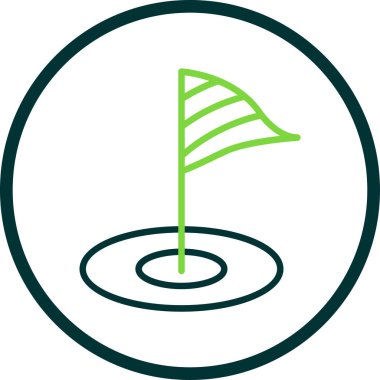 Mini golf sahası simgesi. Bayrak deliğinde. Vektör izole illüstrasyonu 