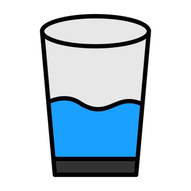 Bir bardak su, içecek ikonu, beyaz arkaplanda izole edilmiş. 