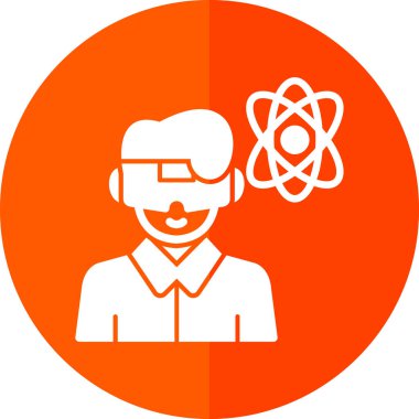 Atom simgesi olan bir adamın vektör çizimi