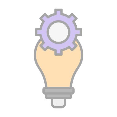 Dişli simgesi olan ampul, vektör illüstrasyon grafik tasarımı