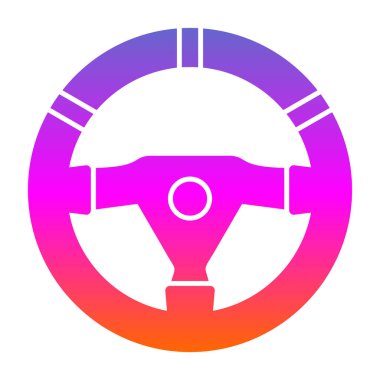 araba direksiyonunun düz simgesi, vektör resimli 