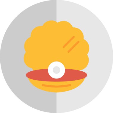 Kabuk kabuğu simgesinde inci, vektör illüstrasyonu