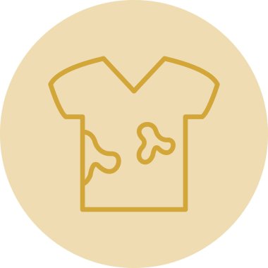 Kirli çamaşırlar. Yağ lekeli tişört. Çamaşır simgesi, vektör illüstrasyonu