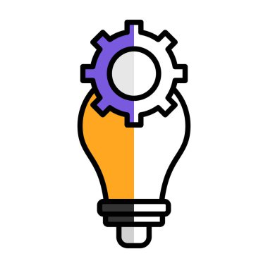 Dişli simgesi olan ampul, vektör illüstrasyon grafik tasarımı