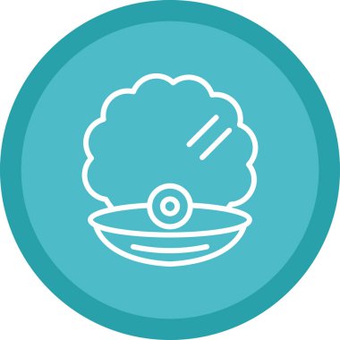 Kabuk kabuğu simgesinde inci, vektör illüstrasyonu