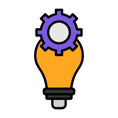 Dişli simgesi olan ampul, vektör illüstrasyon grafik tasarımı