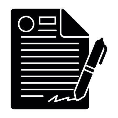 Dosya belgesi simgesi, Sözleşme, vektör illüstrasyonu