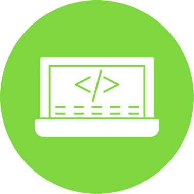 Web geliştirme simgesi. Ekranda kod, vektör illüstrasyonu