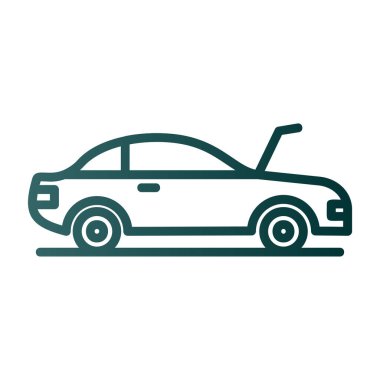 Kaputu açık bir araba. Otomobil servisi. Basit vektör illüstrasyonu 