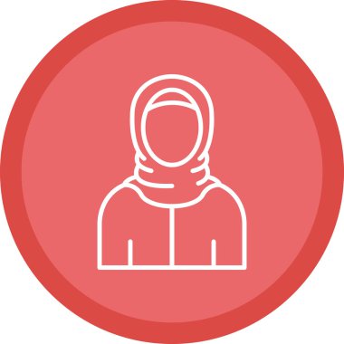 Eşarp simgesi, avatar, vektör illüstrasyon tasarımı olan Müslüman kadın 