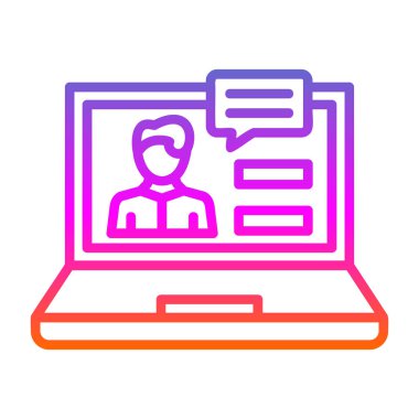 Dizüstü bilgisayar ikonu olan bir bilgisayar. İnce çizgi tarzı tasarım. vektör izole çizimi