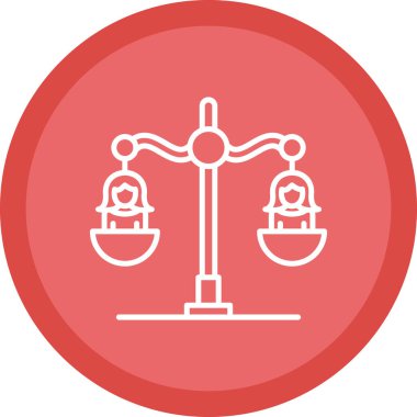 Çizgi simgesi, vektör illüstrasyonunda iki kişi ile denge ölçekleri 