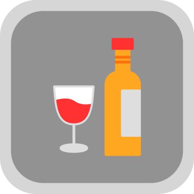 Alkol ikonu. Beyaz arkaplanda izole edilmiş alkollü içecek vektör simgesinin düz çizimi