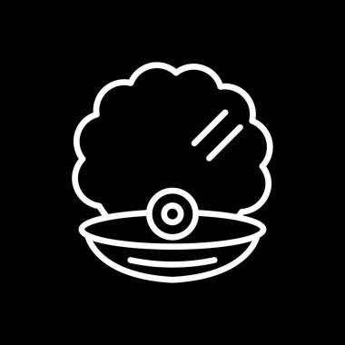 Kabuk kabuğu simgesinde inci, vektör illüstrasyonu