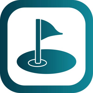 Golf sahası ikonu. Bayrak deliğinde. Vektör izole illüstrasyonu 