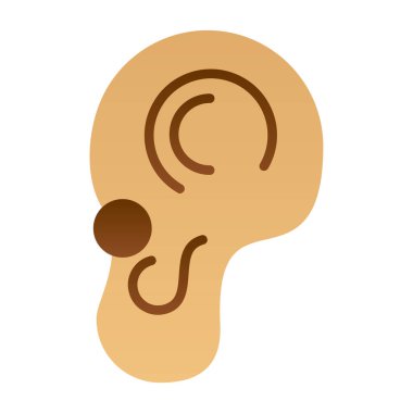 Düz renk dizaynlı kulak simgesi. İnsan anatomisi için vektör çizimi.