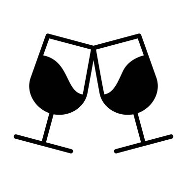 şarap cam ikonu vektör illüstrasyonu