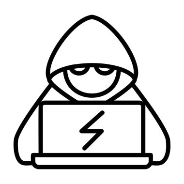 Dizüstü bilgisayar korsanı simgesi, anahat stili