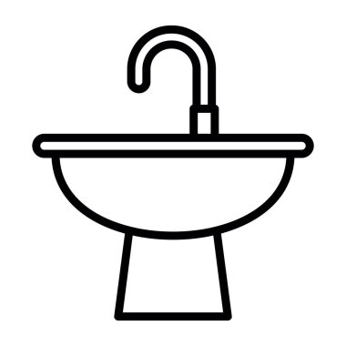 Küvet ikonu. Beyaz arkaplanda izole edilmiş web tasarımı için çizim vektörü illüstrasyon simgesi