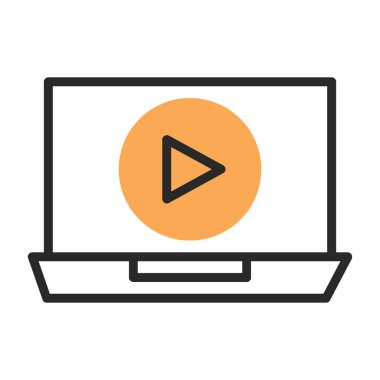 Oynat simgesi, vektör illüstrasyonlu bilgisayar