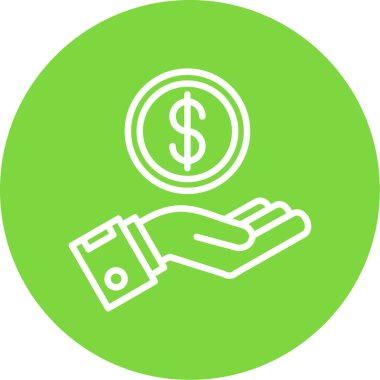 Para biriktir. Web simgesi basit bir illüstrasyon. El ve dolar para sembolü