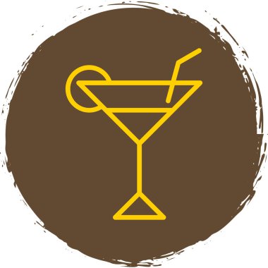 Kokteyl ikonu ya da limonla imzalayıp saman içmek. Vektör illüstrasyonu.