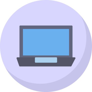 Basit dizüstü bilgisayar simgesi, vektör illüstrasyonu