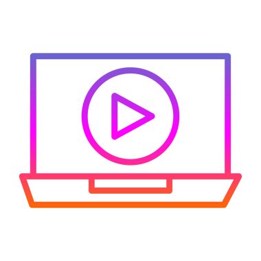 Ekran simgesi vektörü ile video oynat. İnce çizgi işareti. izole edilmiş sınır sembolü çizimi