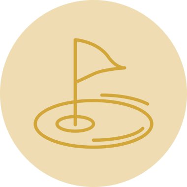 düz Golf bayrağı simgesi, vektör illüstrasyonu