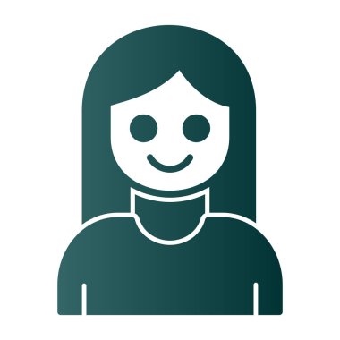 kız düz simgesi, vektör illüstrasyonu