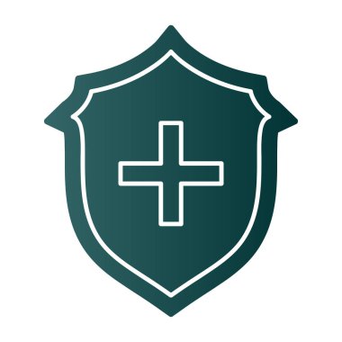 Beyaz arkaplanda kalkan simgesi. Vektör illüstrasyonu