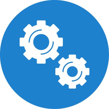 Gears'ı simge vektör. Tarzıdır düz sembolü, kobalt rengi, yuvarlak açılar, beyaz arka plan
