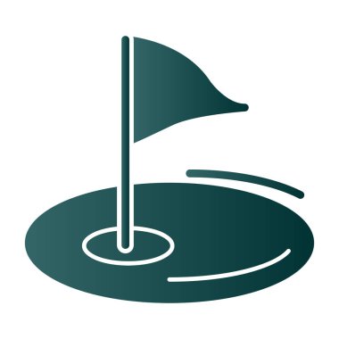 düz Golf bayrağı simgesi, vektör illüstrasyonu