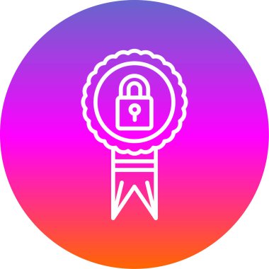 Asma kilitli madalya. Web simgesi basit illüstrasyon