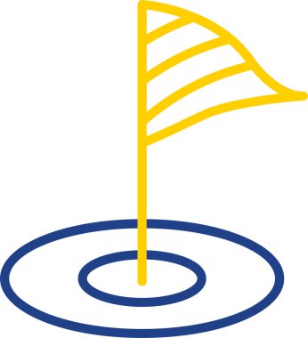 Mini golf sahası simgesi. Bayrak deliğinde. Vektör izole illüstrasyonu 