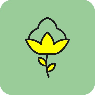 Pamuk çiçek simgesinin vektör illüstrasyonu 