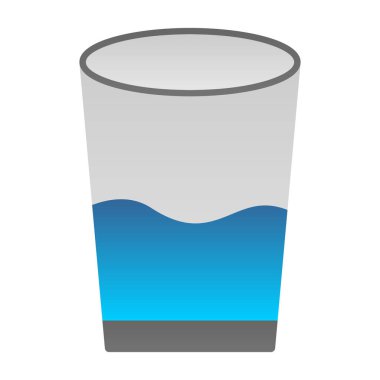 Bir bardak su, içecek ikonu, beyaz arkaplanda izole edilmiş. 